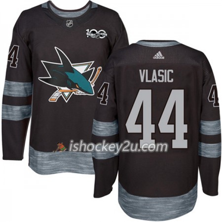 Mænd NHL San Jose Sharks Trøje Marc-Edouard Vlasic 44 1917-2017 100th Anniversary Adidas Sort Authentic